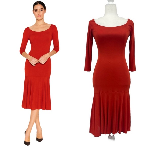 Ralph Lauren Collection Purple Label Fit Flare Red Dress Midi Cocktail Vintage S - Picture 1 of 10